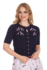 THE KISSING POODLES CARDIGAN Navy