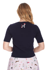 THE KISSING POODLES CARDIGAN Navy