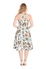 BLOOM SWING HALTER DRESS Blue