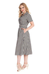 CHERRY CHECK  DRESS Navy