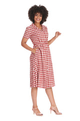 CHERRY CHECK  DRESS Red