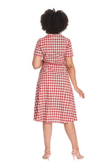 CHERRY CHECK  DRESS Red