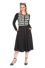 DARTS & CHECKS CARDIGAN Black