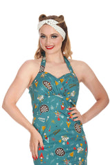 KEEP EM FLYING HALTER PENCIL DRESS Teal