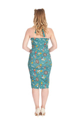 KEEP EM FLYING HALTER PENCIL DRESS Teal