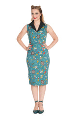 KEEP EM FLYING PENCIL DRESS Teal