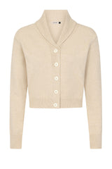 Banned Violet 40s/50s Crop Cardigan - Retro Style Shawl Collar Button-Up-Ivory