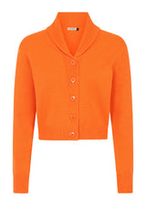 Banned Violet 40s/50s Crop Cardigan - Retro Style Shawl Collar Button-Up-Pumpkin Orange