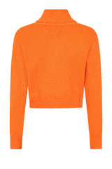 Banned Violet 40s/50s Crop Cardigan - Retro Style Shawl Collar Button-Up-Pumpkin Orange