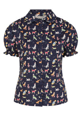 STAR WOOF BLOUSE Navy