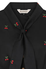 CHERRY VIBES BLOUSE Black