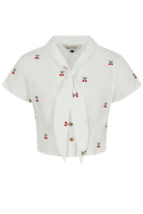 CHERRY VIBES BLOUSE White