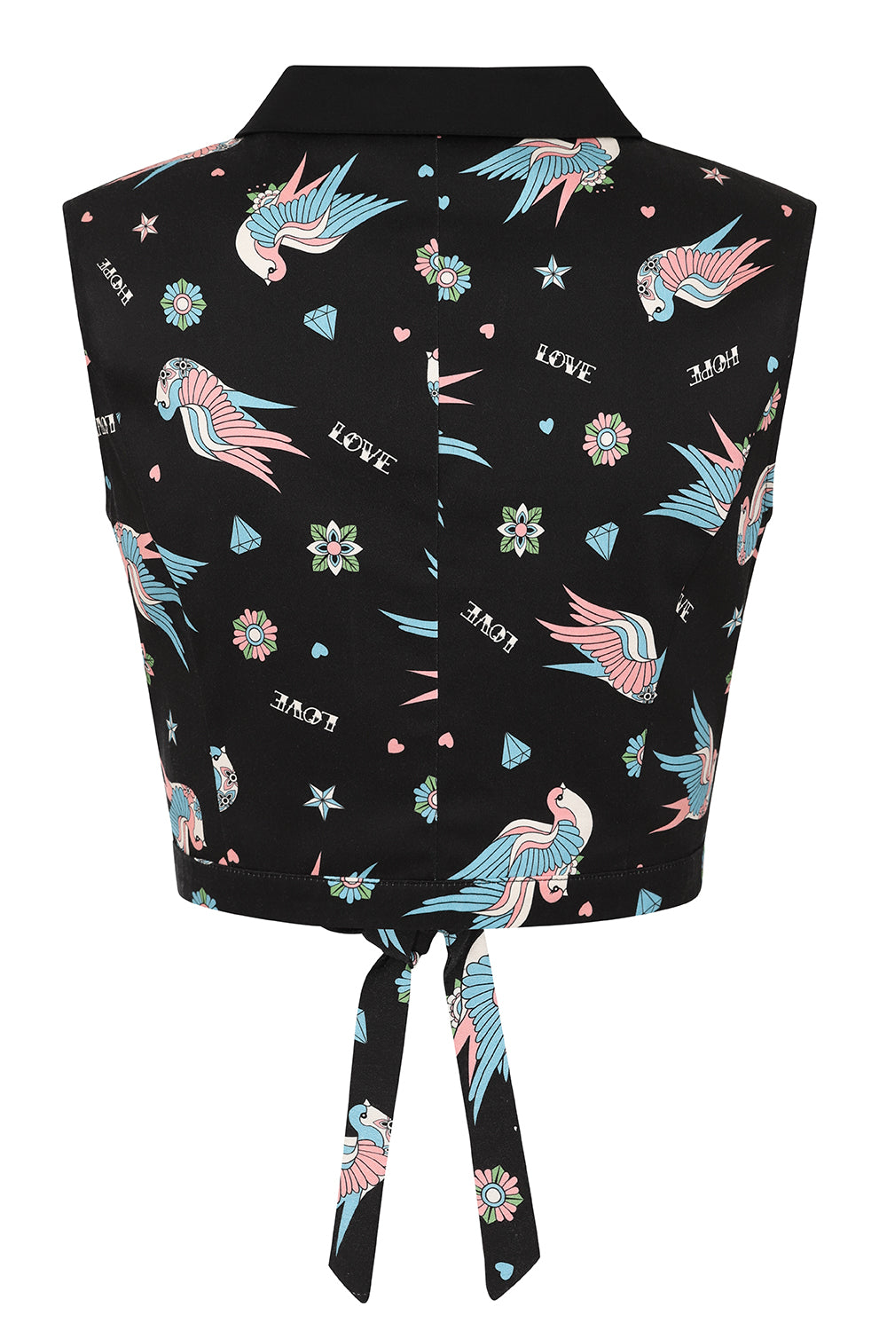 MARILOU SWALLOWS CROP BLOUSE Black
