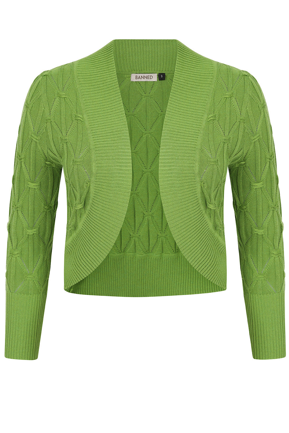 BANNED RETRO Eden Diamond Knit bolero Green