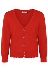 THELMA SCALLOP CARDIGAN Red