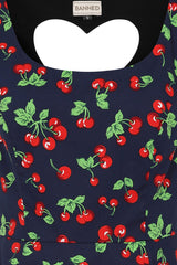 NORA HEART CHERRY DRESS Navy