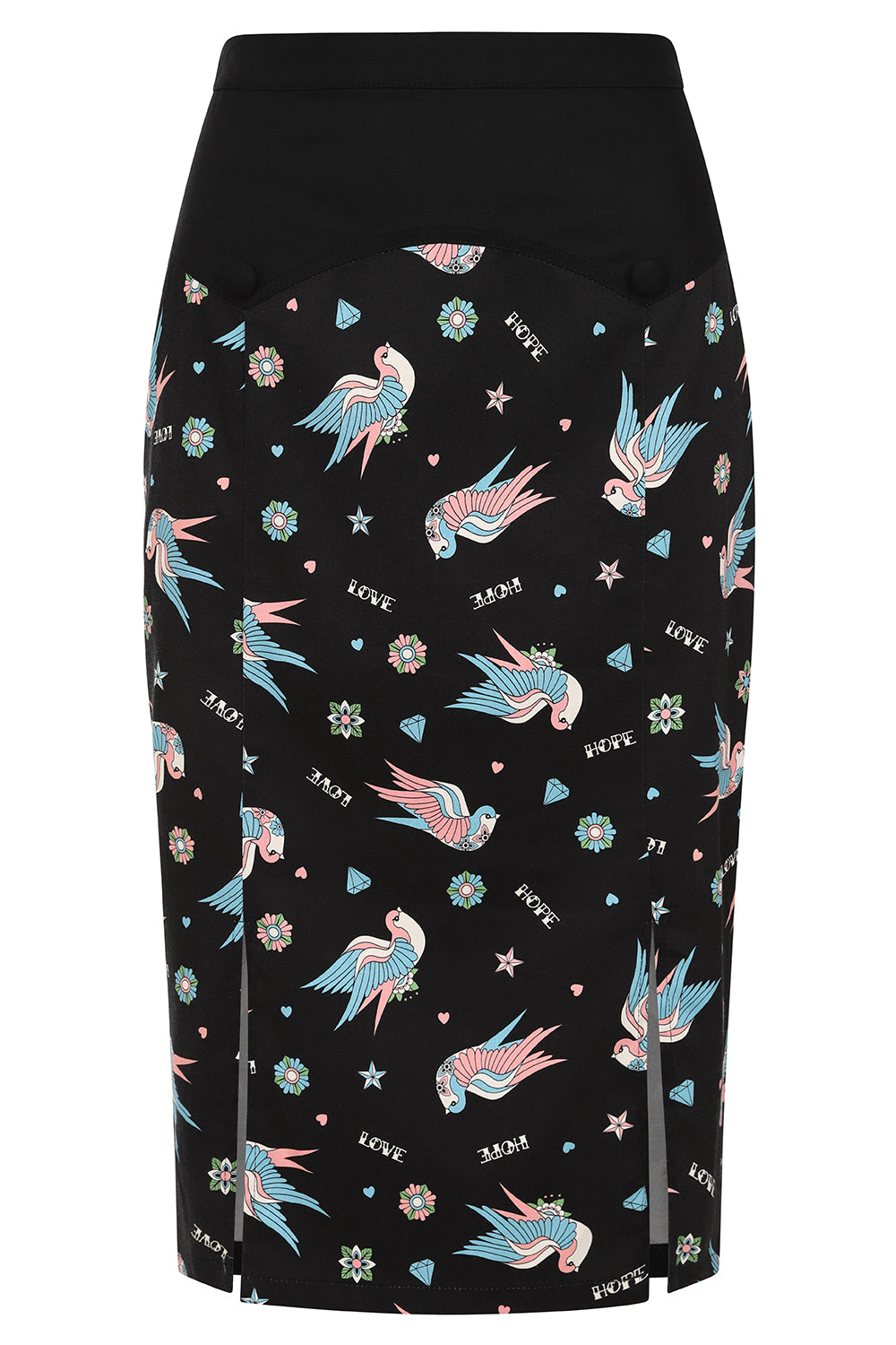 MARILOU SWALLOWS PENCIL SKIRT Black