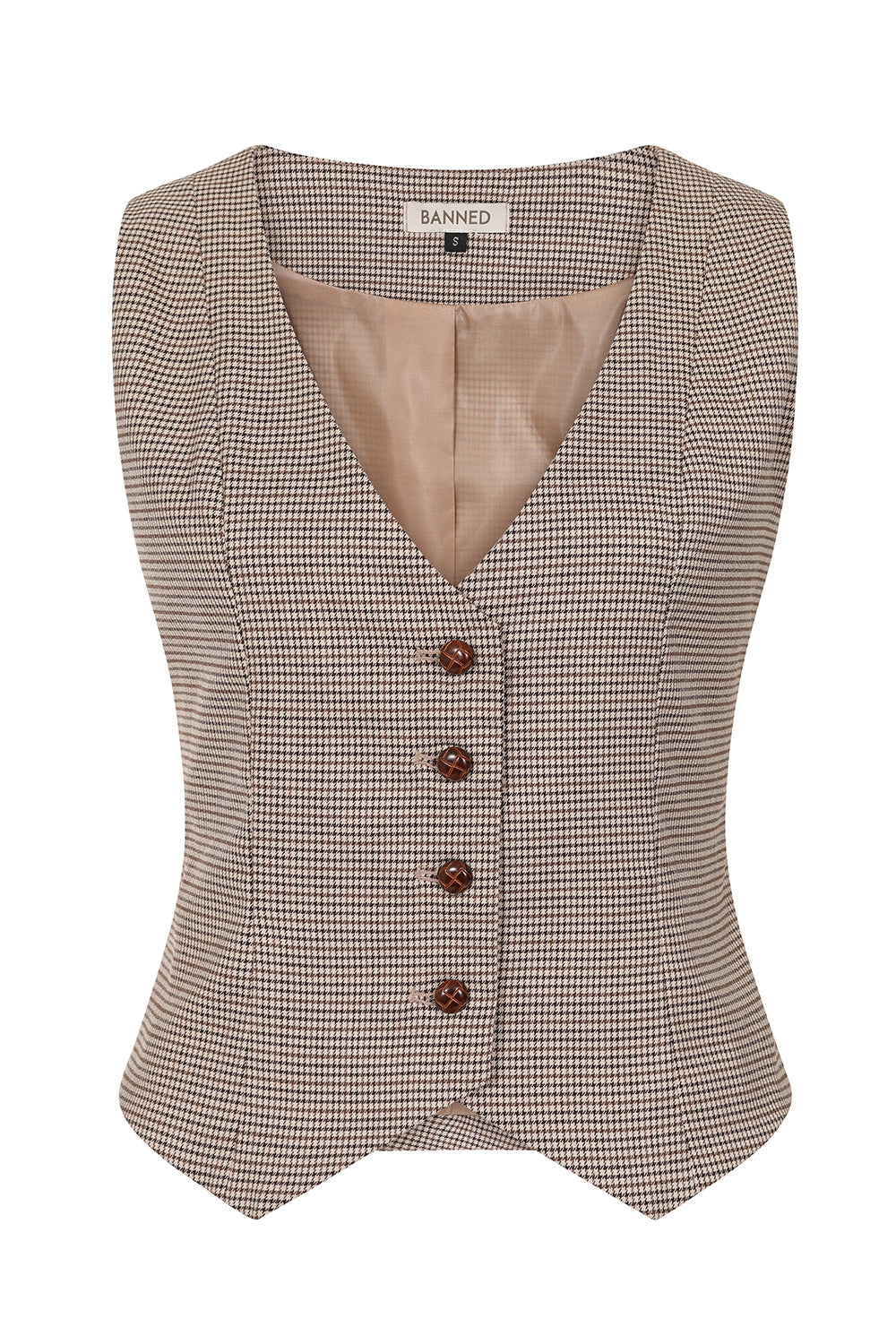 Hallie houndstooth waistcoat Brown