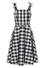 June gingham swing dress Black/White