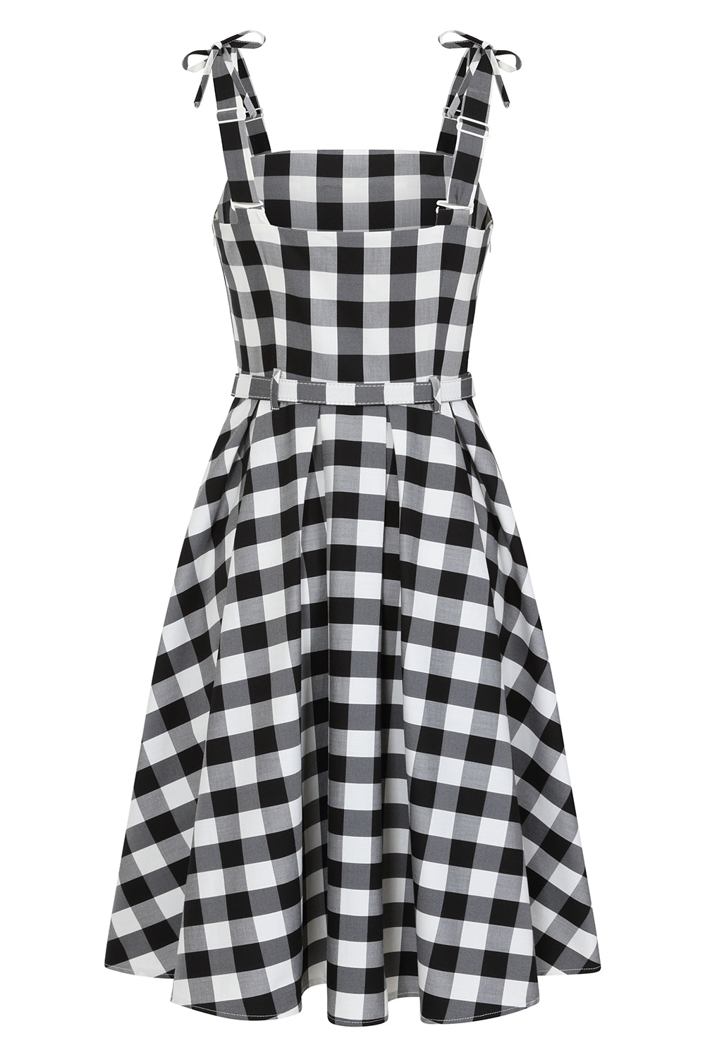 June gingham swing dress Black/White