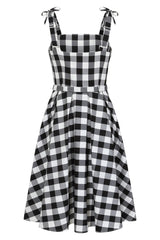 June gingham swing dress Black/White