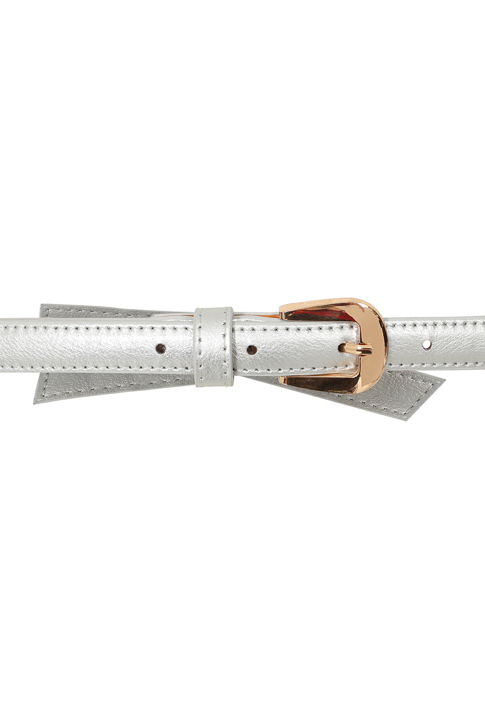 BANNED Gold Rush Belt   Retro and Rockabilly Slim Adjustable Bow Belt Silver