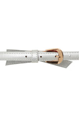 BANNED Gold Rush Belt   Retro and Rockabilly Slim Adjustable Bow Belt Silver