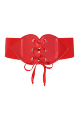 BANNED Sweetheart Elastic Belt   Retro and Rockabilly Laced Heart Elasticated Belt Red