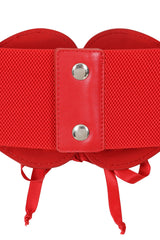 BANNED Sweetheart Elastic Belt   Retro and Rockabilly Laced Heart Elasticated Belt Red