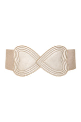 BANNED Heartbeat Elastic Belt   Retro and Rockabilly Heart Elasticated Belt Gold