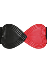 BANNED Heartbeat Elastic Belt   Retro and Rockabilly Heart Elasticated Belt Red/Black