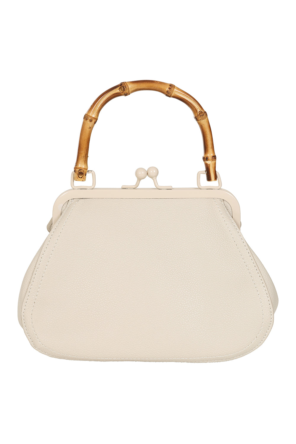 BANNED Aurora Bamboo Handle Handbag | 1950s-Inspired Sustainable Fashion-Cream-One Size