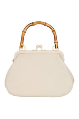 BANNED Aurora Bamboo Handle Handbag | 1950s-Inspired Sustainable Fashion-Cream-One Size