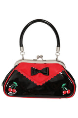 BANNED Billie Jean Lacquer Cherry Handbag | Rockabilly Pin-up Style-Red/Black-One Size