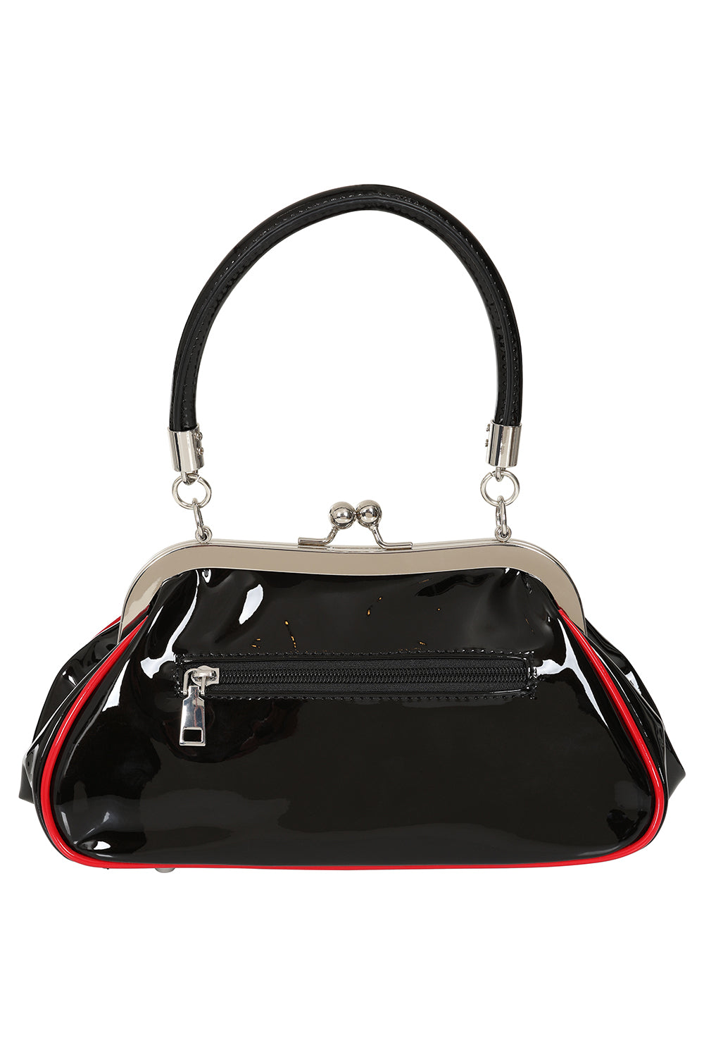 BANNED Billie Jean Lacquer Cherry Handbag | Rockabilly Pin-up Style-Red/Black-One Size