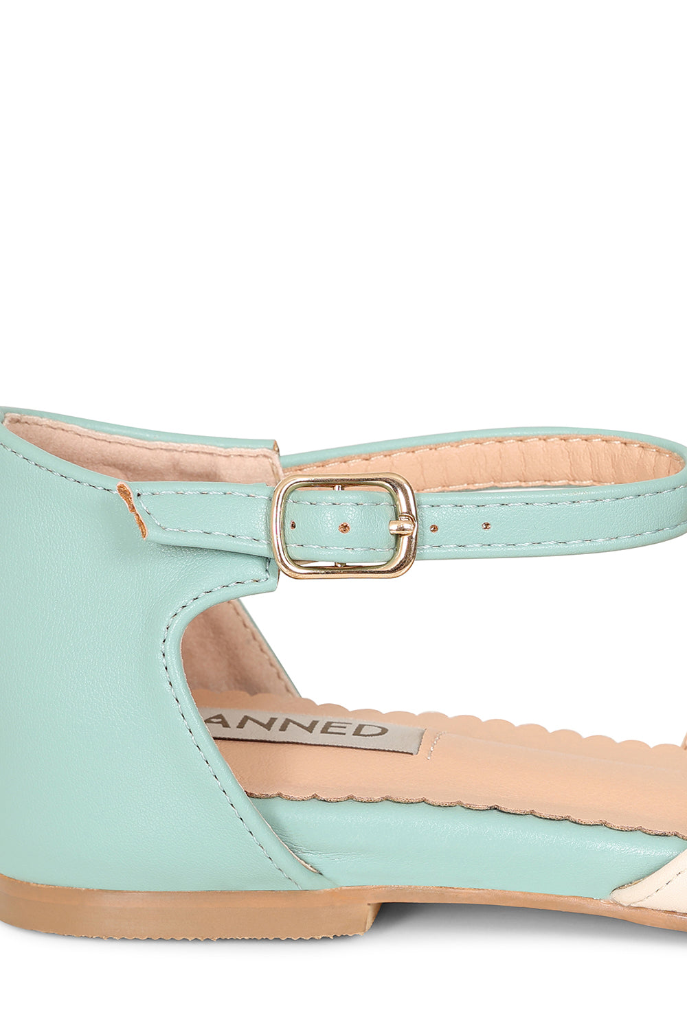 BANNED Retro Dapper Dancemates Flats Retro Two-Tone Brogue Sandals With Hidden Wedge & Ankle Strap-Mint
