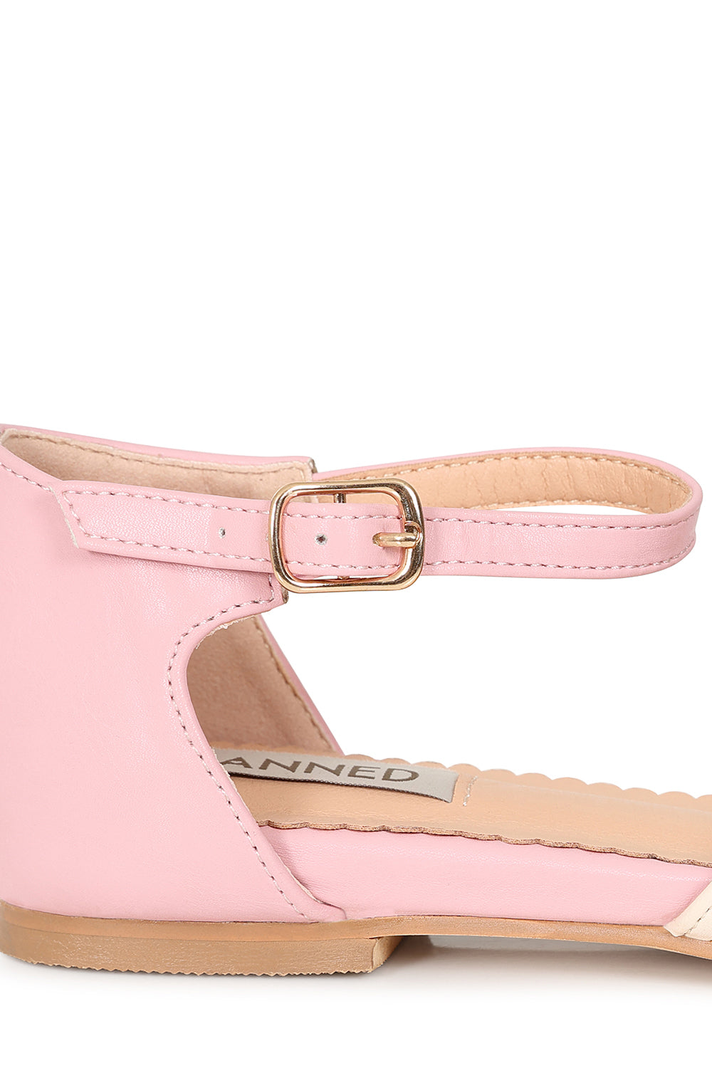 BANNED Retro Dapper Dancemates Flats Retro Two-Tone Brogue Sandals With Hidden Wedge & Ankle Strap-Pink