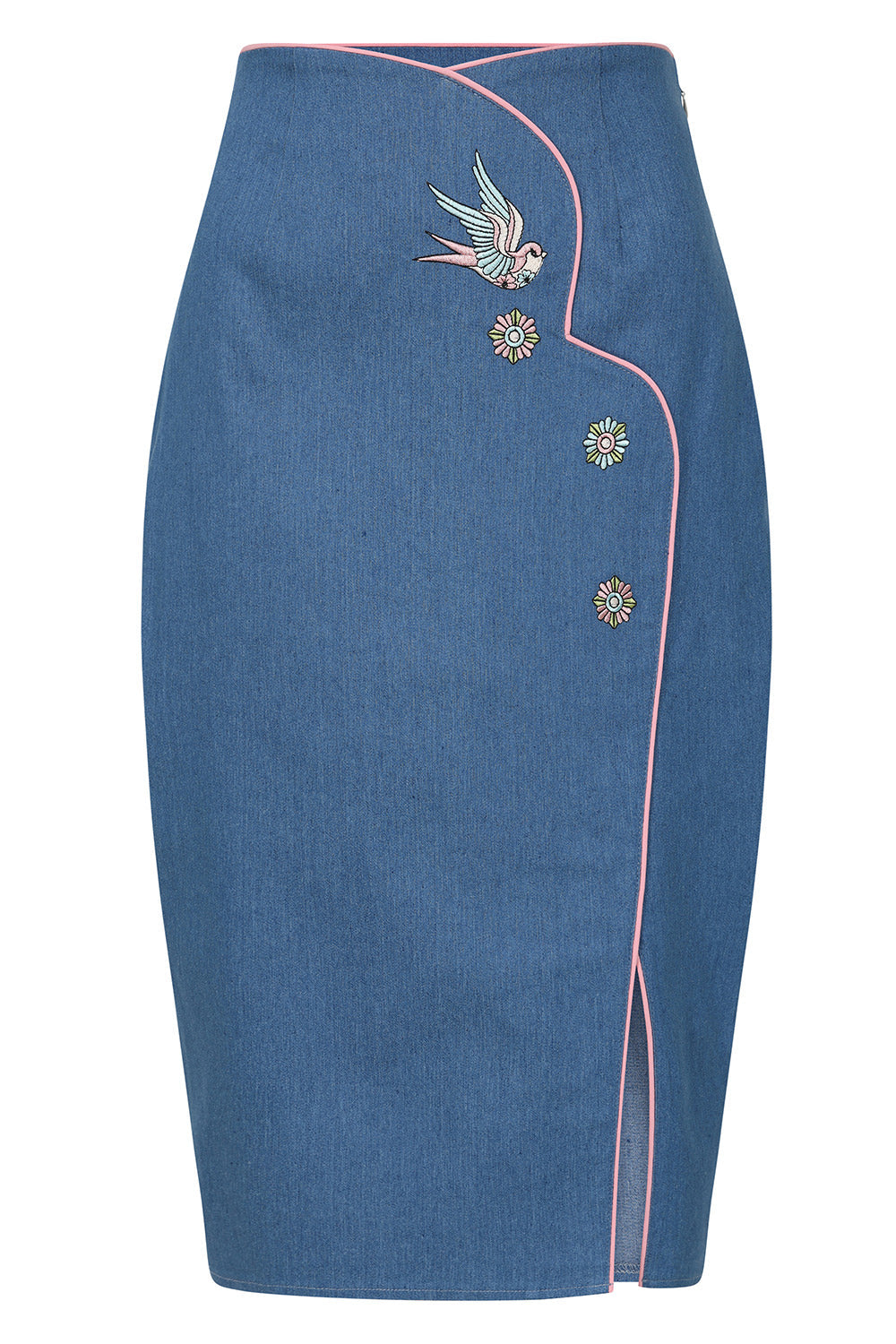 MILLIE SWALLOW PENCIL SKIRT Denim