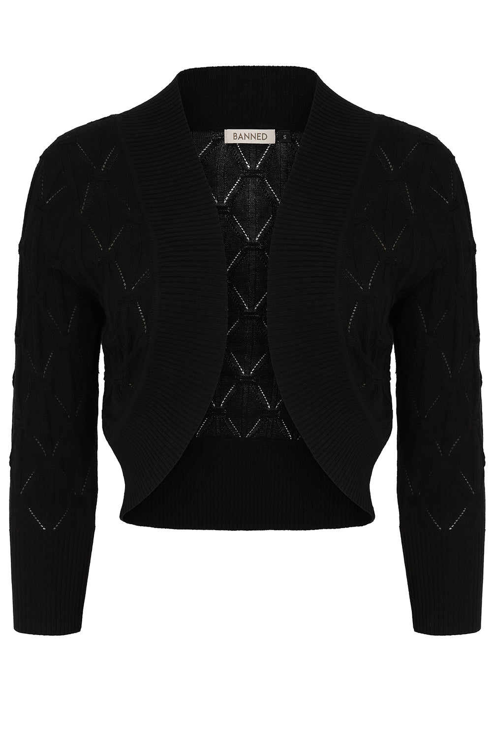 BANNED RETRO Eden Diamond Knit bolero Black
