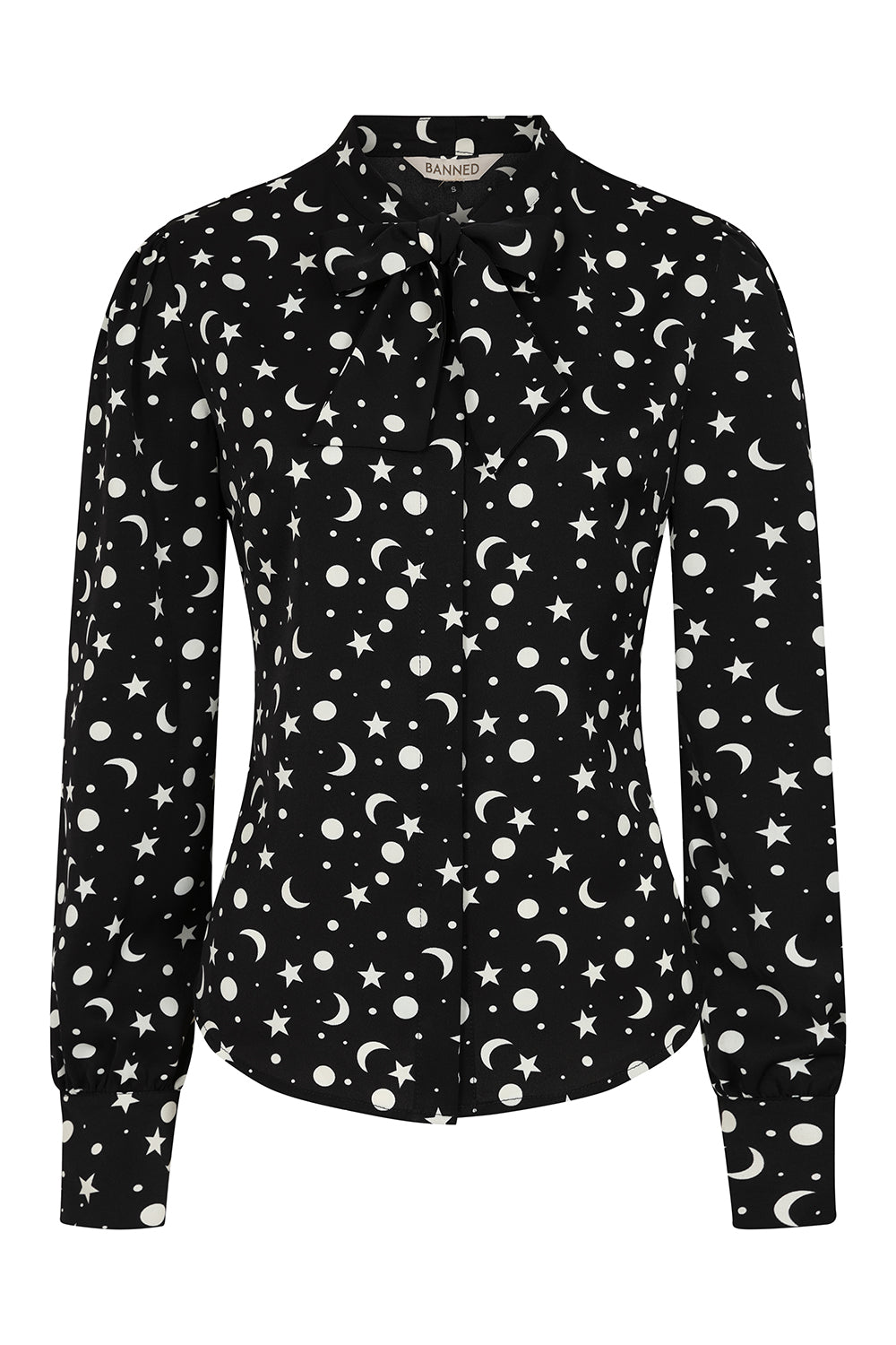 1960's Banned Retro My Moon and Stars black blouse-Black