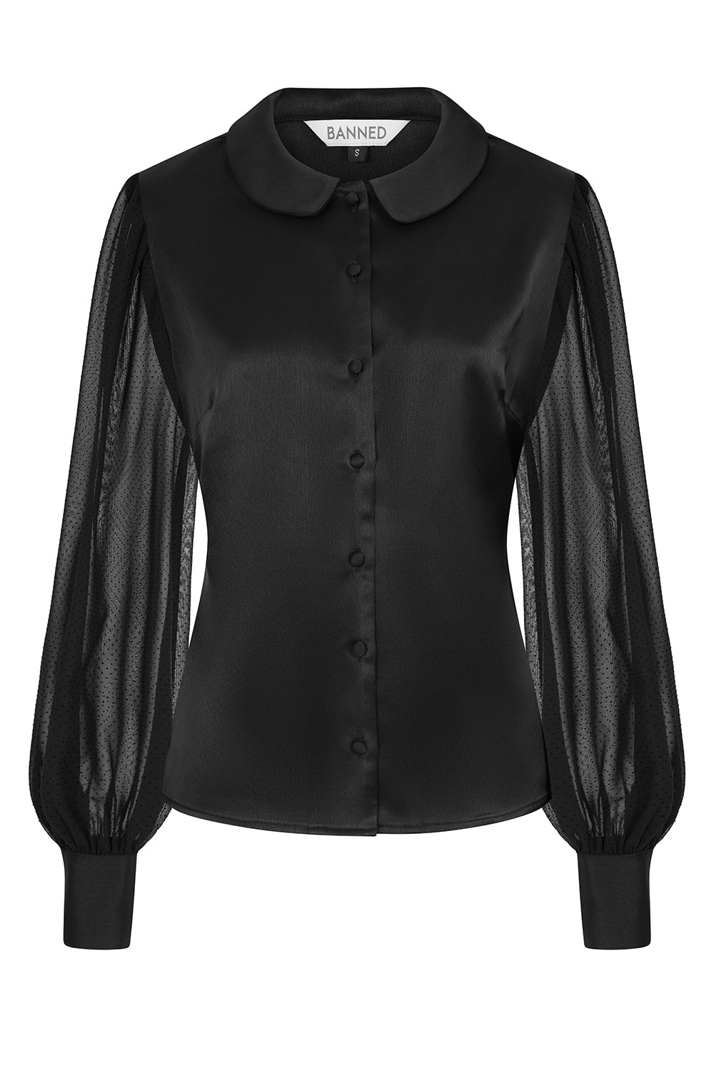 1950's Banned Retro Francesca black blouse-Black