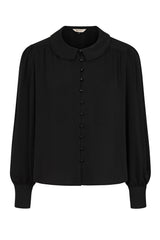 Banned Victoria 40s Victorian Blouse - Vintage Style Button Front Flowing Top-Black