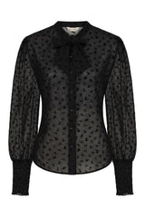 1950's Banned Retro Florence Floral night black blouse-Black