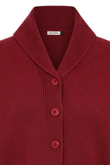 Banned Violet 40s/50s Crop Cardigan - Retro Style Shawl Collar Button-Up-Burgundy