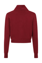 Banned Violet 40s/50s Crop Cardigan - Retro Style Shawl Collar Button-Up-Burgundy