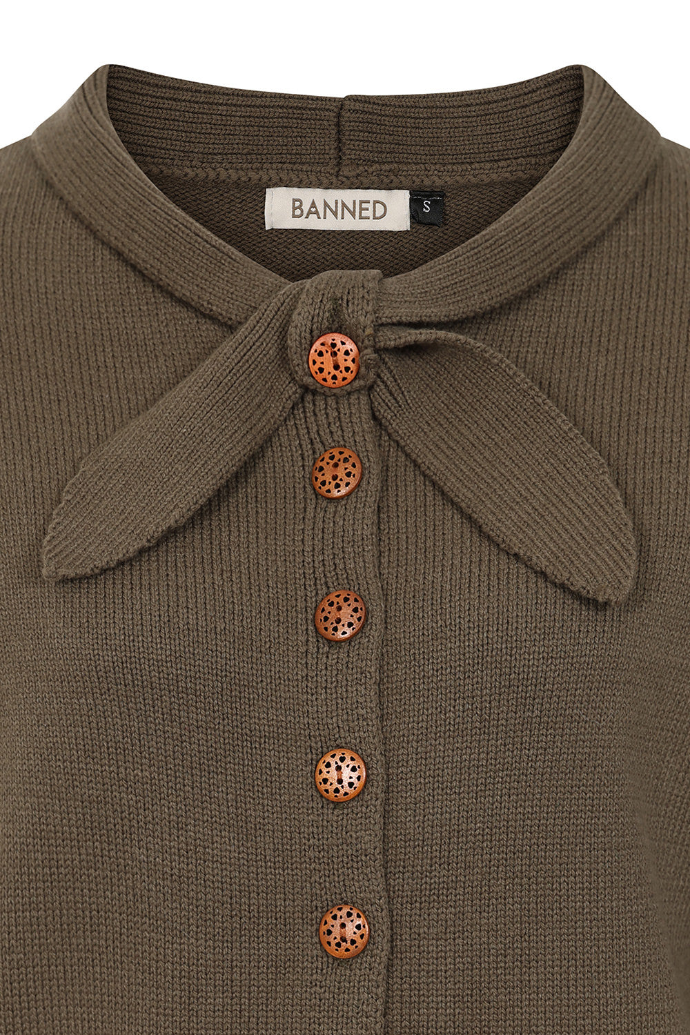 1940's Banned Retro Katy Knot Burgundy knit cardigan-Army Green