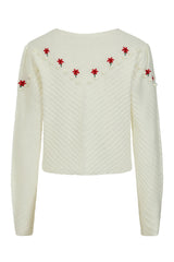 Banned Amelie Austrian Cardigan - 40s Style Pom Pom Embroidered Sweater-Ivory