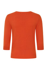 Retro Orange Cardigan with Keyhole Tie Neck and Black Cat Embroidery ? Vintage-Inspired Knitwear"-Orange