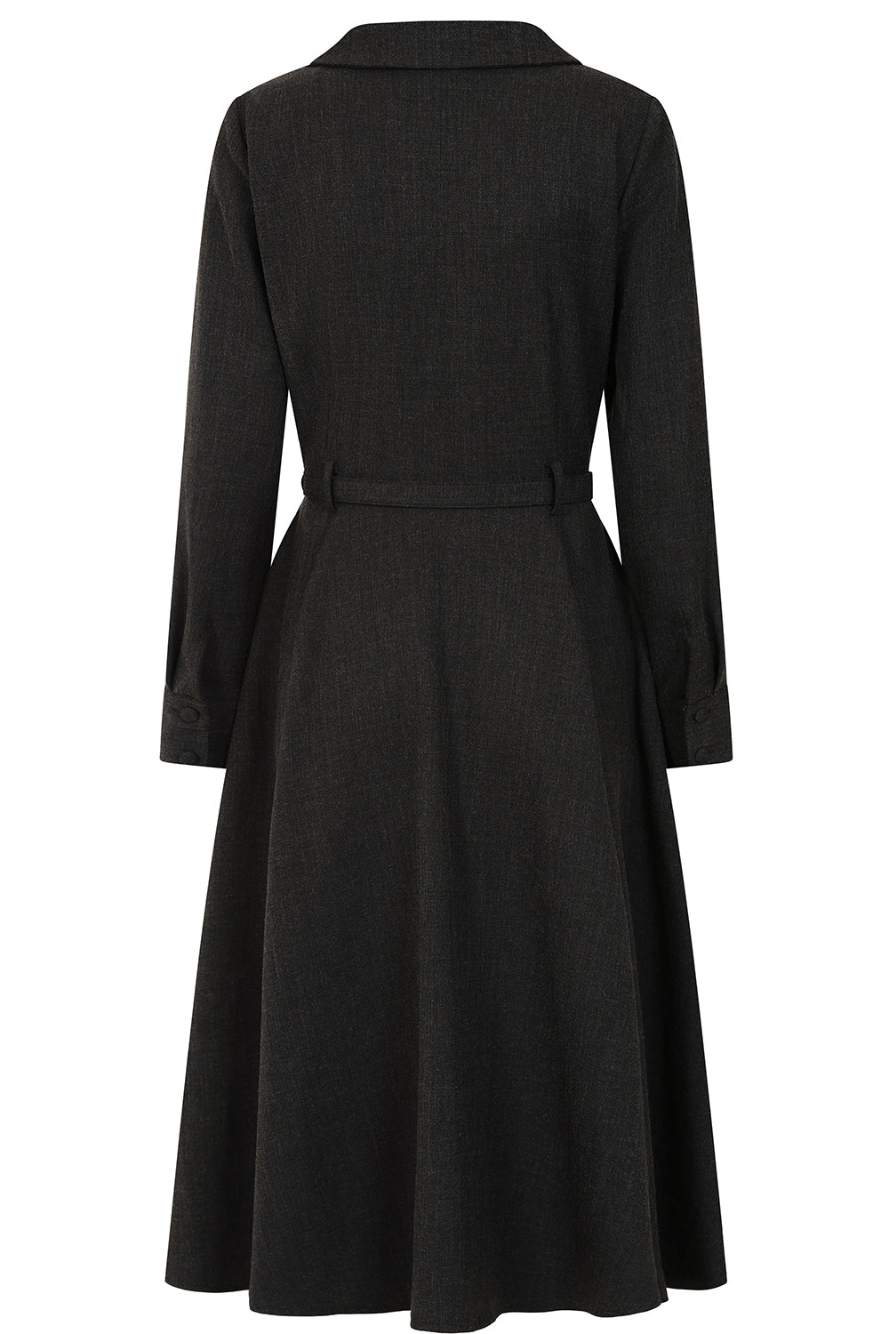 BANNED Retro Marigold Button-Up Dress with Belt and Pockets-Grey