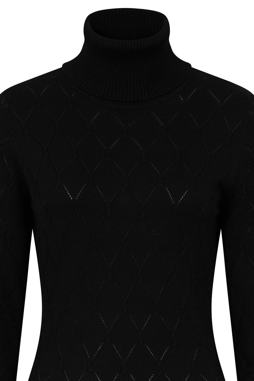 Banned Retro Ada diamond perforation knit dress-Black
